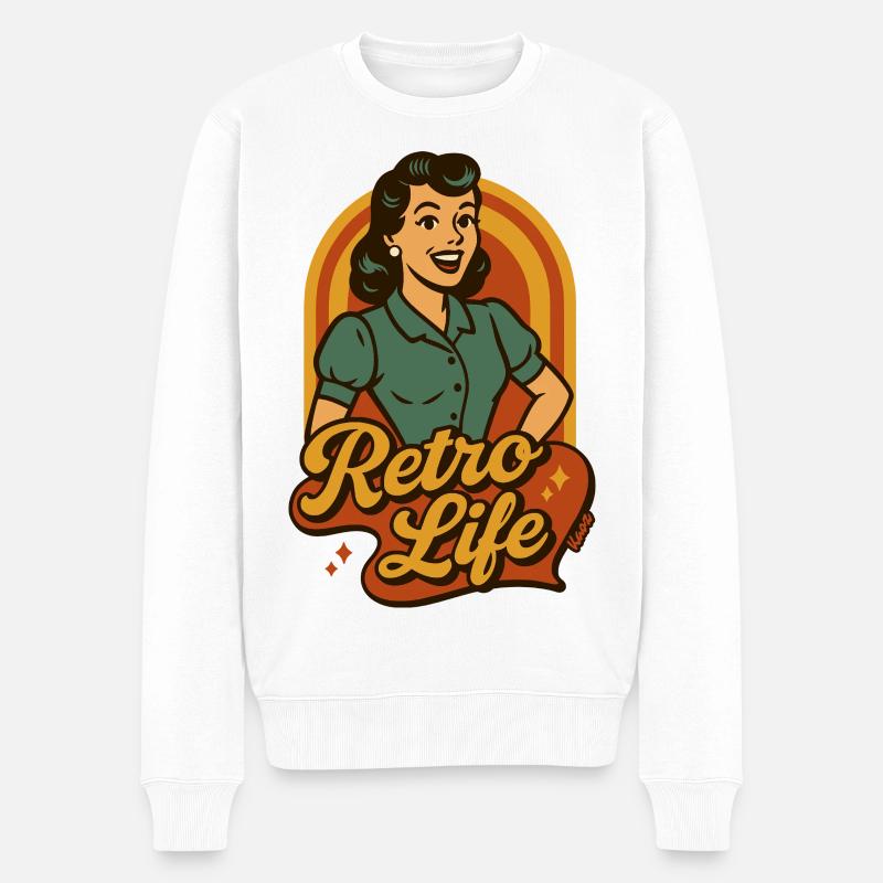 Retro Lifestyle Pinup - Männer Premium Bio Pullover - Weiß