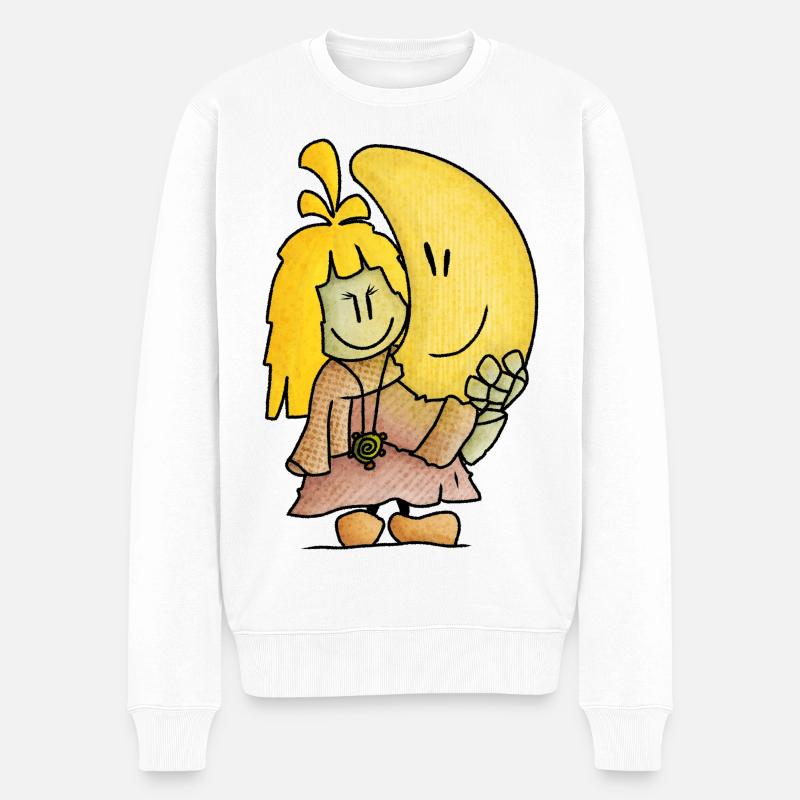 Micol - der lächelnde Mond / - Männer Premium Bio Pullover - Weiß