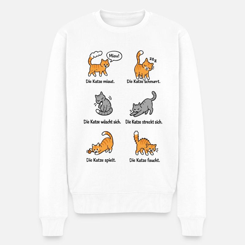 Katzenlaute Verspielte Katzenmotive - Männer Premium Bio Pullover - Weiß