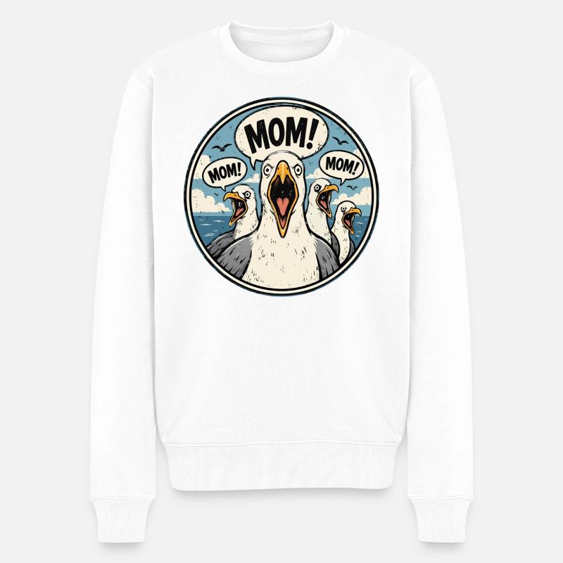Mama! Der Möwenschrei: Elternhumor - Männer Premium Bio Pullover - Weiß