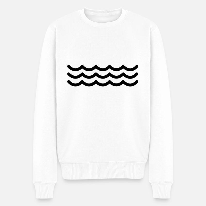 Wellen Symbol - Männer Premium Bio Pullover - Weiß
