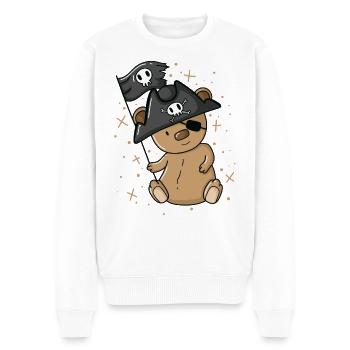 Ours en peluche pirate avec un cache-œil - Pull Premium bio Homme - blanc - Devant - Thijin (182cm)