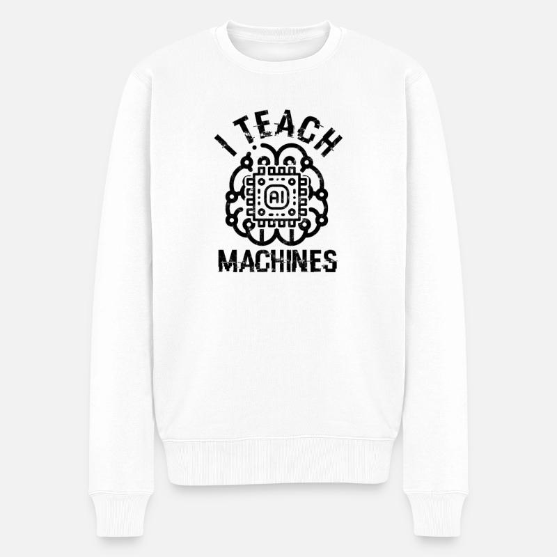 Ich unterrichte Maschinen KI maschinelles Lernen - - Männer Premium Bio Pullover - Weiß