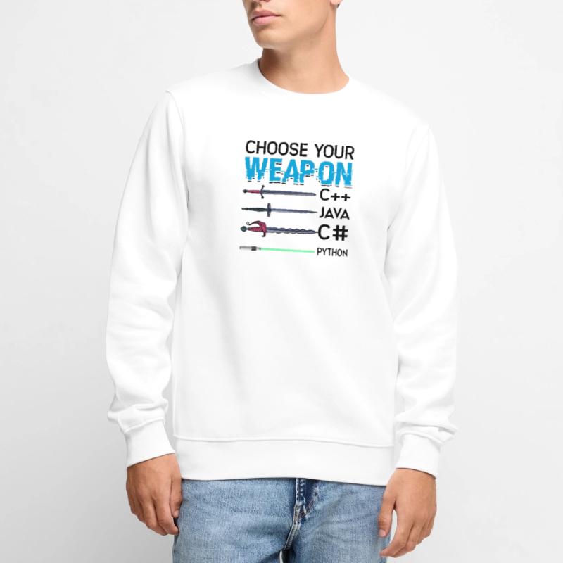 Wähle deine Waffe C++ Java C# Phyton - Internet Männer Premium Bio Pullover