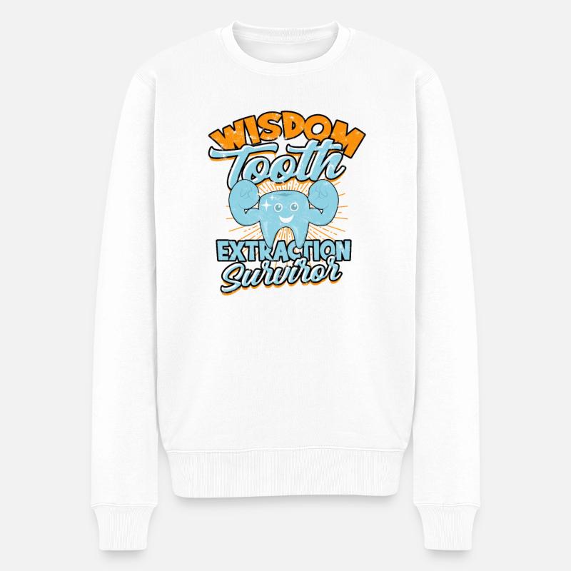 Weisheitszahnextraktion Überlebender - Zahnwurzel - Männer Premium Bio Pullover - Weiß
