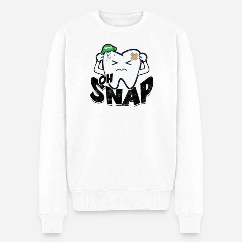 Oh Snap - Dentisterie dentaire dentaire - Pull Premium bio Homme - blanc