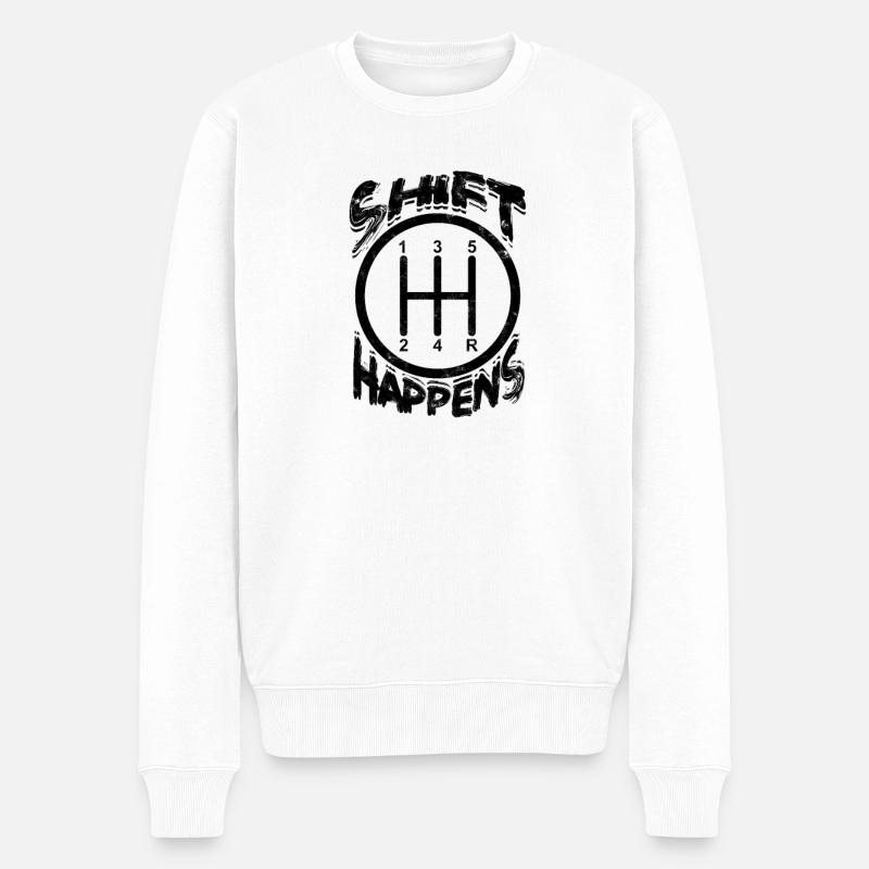Shift Happens - Dirt-Track-Rennen - Männer Premium Bio Pullover - Weiß