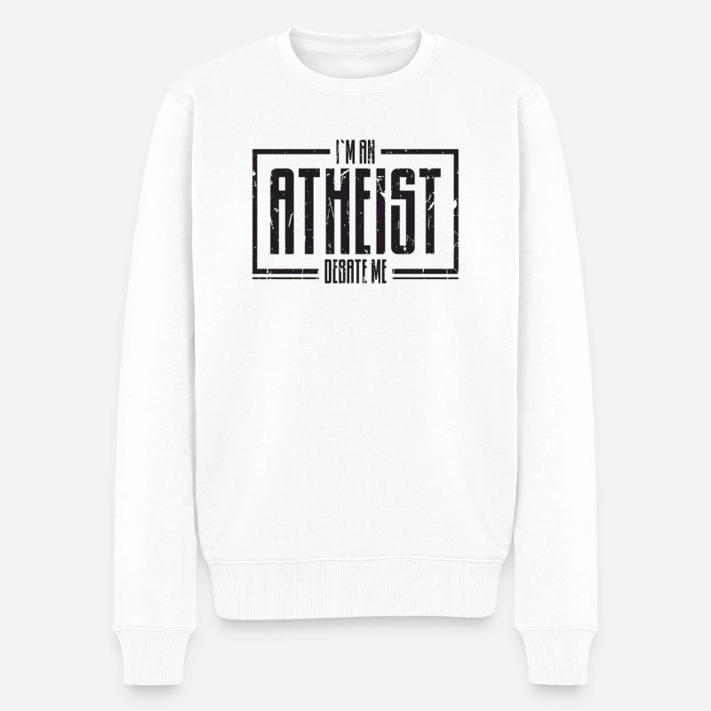 Je suis athée débattez-moi - argumentez - Pull Premium bio Homme - blanc
