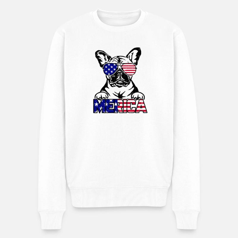 Merica - amoureuse des chiens - Pull Premium bio Homme - blanc
