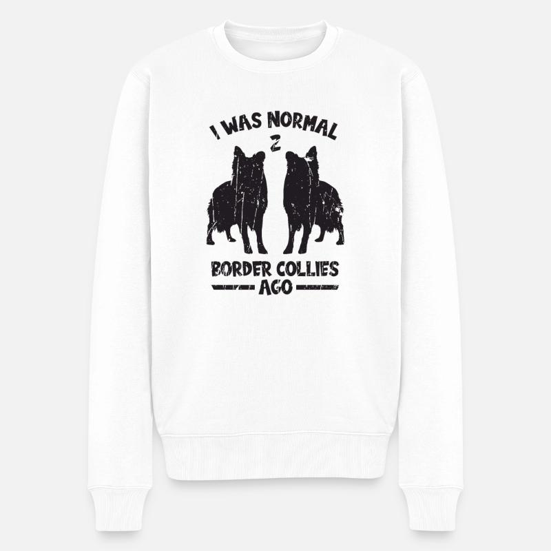 Ich war normal 2 Border Collies vor - Hund - Männer Premium Bio Pullover - Weiß
