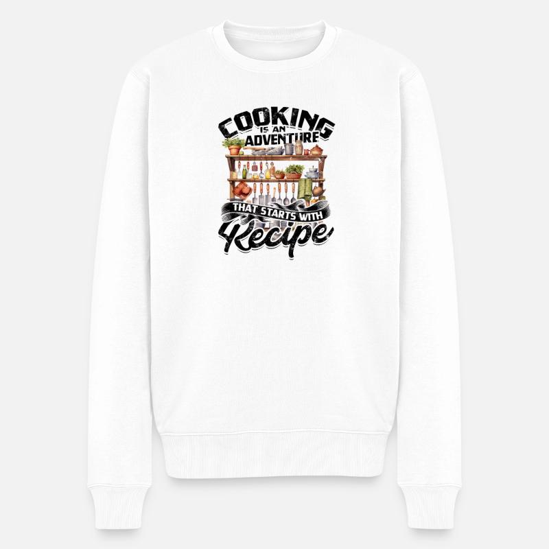 Kochen ist ein Abenteuer, das mit einem Rezept beginnt - Männer Premium Bio Pullover - Weiß