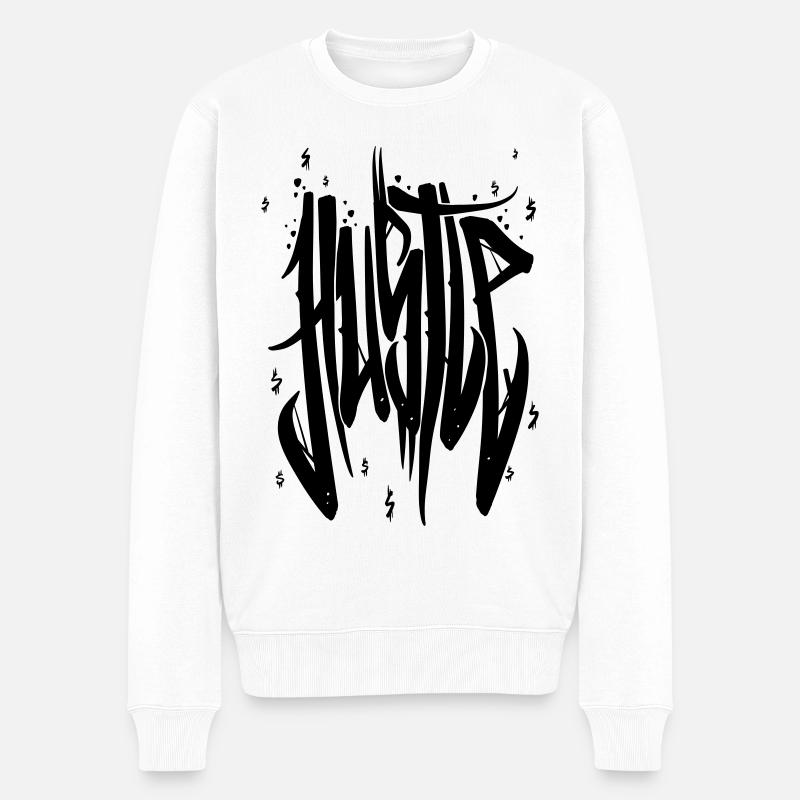 Hustle vecteur noir - Pull Premium bio Homme - blanc