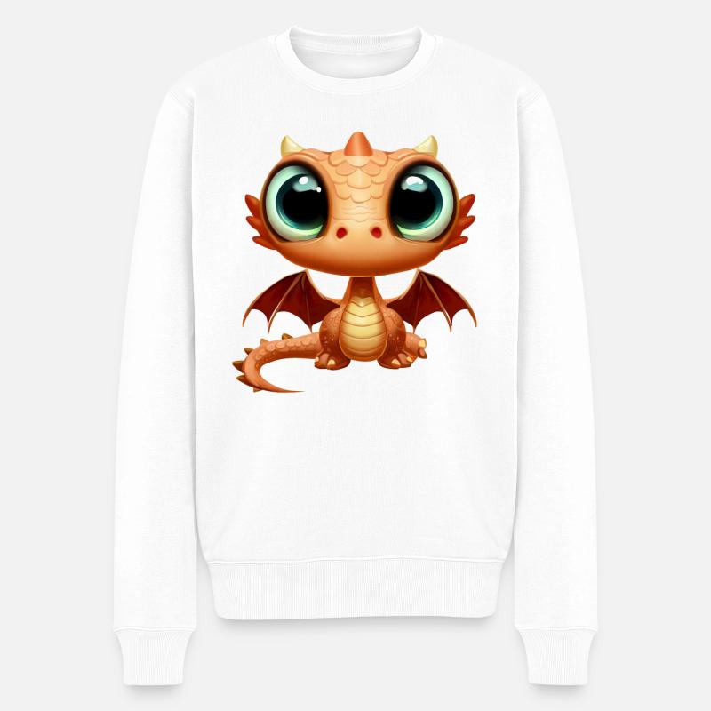 Großäugiger Drache - Männer Premium Bio Pullover - Weiß