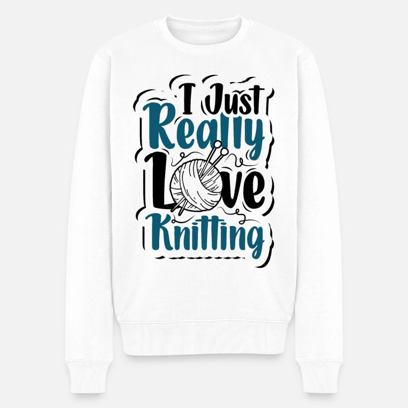 I just really love Knitting - Männer Premium Bio Pullover - Weiß