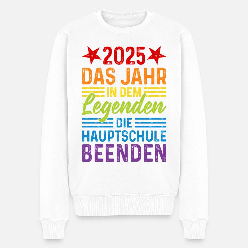 2025 Jahr in dem Legenden die Hauptschule beenden - Männer Premium Bio Pullover - Weiß