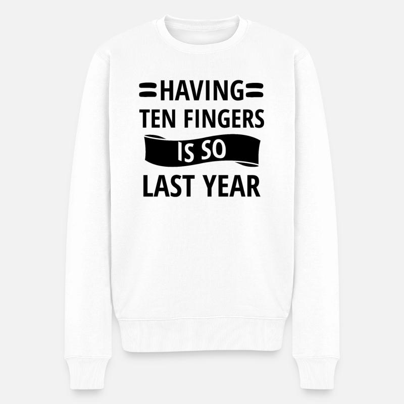 Fingeramputation Finger Abgeschnitten - Männer Premium Bio Pullover - Weiß