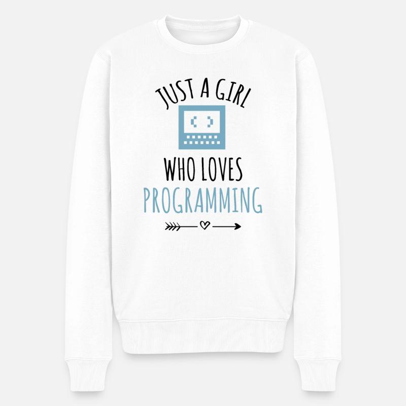 Programmiererin Coding Mädchen Programmieren - Männer Premium Bio Pullover - Weiß