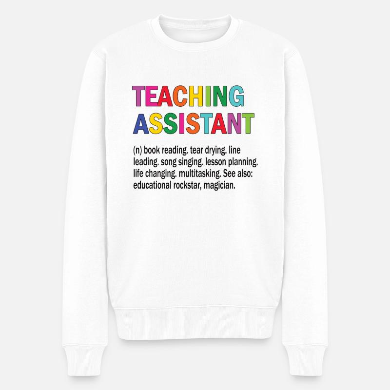 Lehrassistent Hilfslehrer Pädagogischer Assistent - Männer Premium Bio Pullover - Weiß