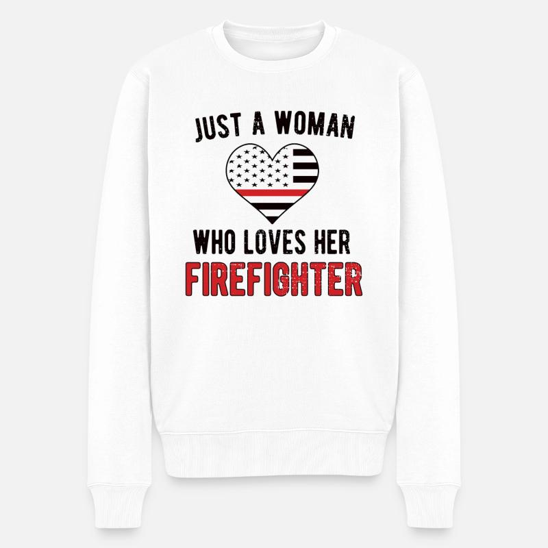 Frau Von Feuerwehrmanns Ehefrau Feuerwehrmann - Männer Premium Bio Pullover - Weiß