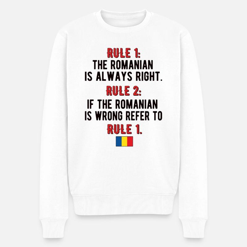 Fier drapeau roumain de la Roumanie Racines roumaines - Pull Premium bio Homme - blanc