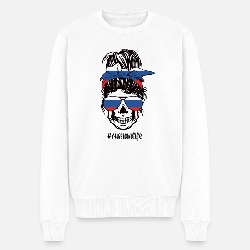 Stolze Russin Russland Flagge Russische Wurzeln - Männer Premium Bio Pullover - Weiß