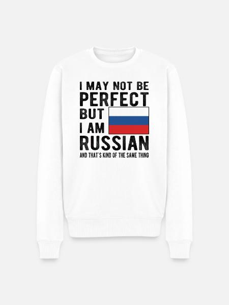 Proud Russian Russia Flag Russian of Russian Origin - Men's Premium Organic Jumper - white