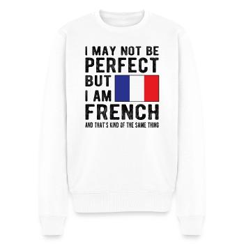 Français France Drapeau Français origine - Pull Premium bio Homme - blanc - Devant - Thijin (182cm)