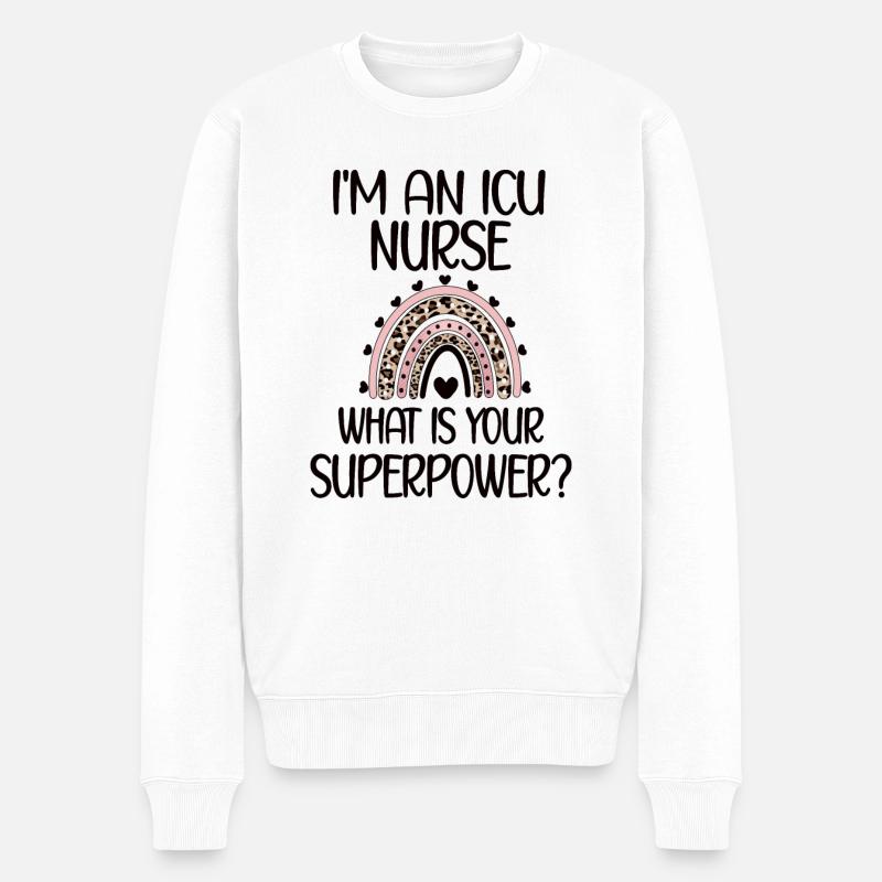 ICU Krankenpfleger Intensivkrankenschwester - Männer Premium Bio Pullover - Weiß