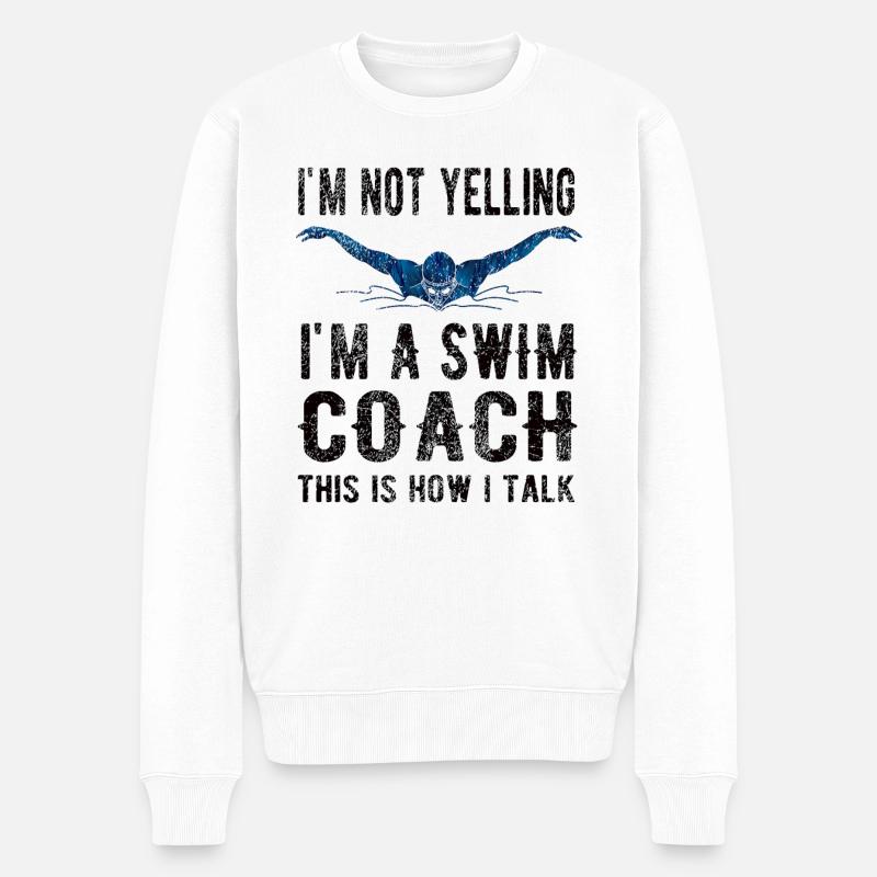 Schwimmtrainer Trainer Von Schwimmer Schwimmcoach - Männer Premium Bio Pullover - Weiß