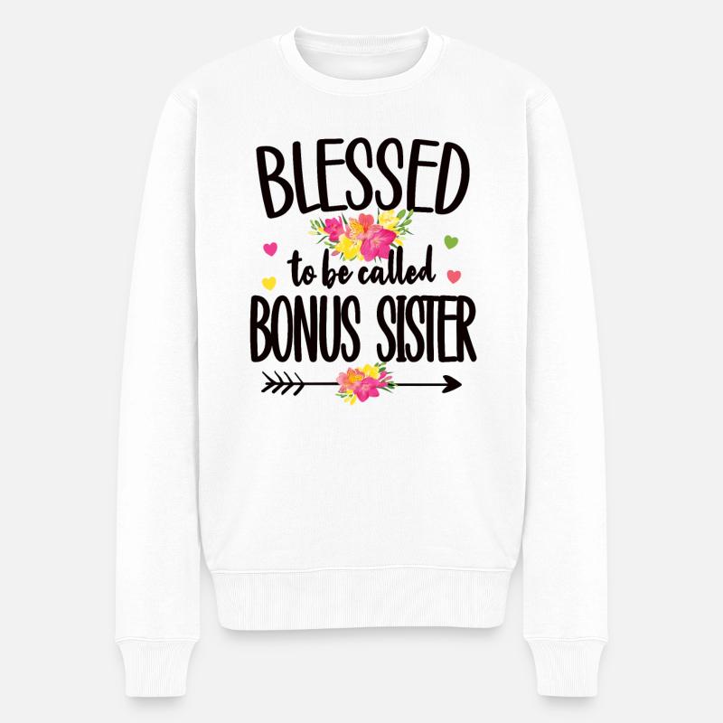 Beste Bonus-Schwester Stolze Stiefschwester - Männer Premium Bio Pullover - Weiß
