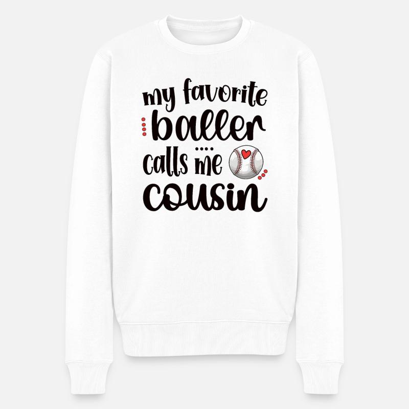 Stolzer Baseball-Cousin Eines Baseballspielers - Männer Premium Bio Pullover - Weiß
