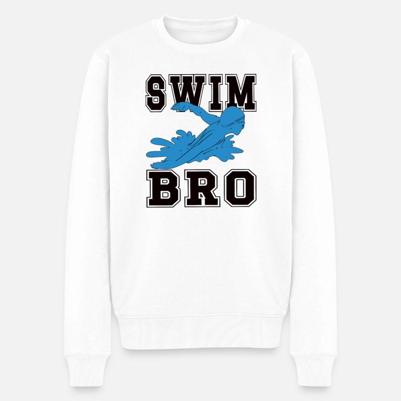 Stolzer Schwimmbruder Bruder Eines Schwimmers - Männer Premium Bio Pullover - Weiß