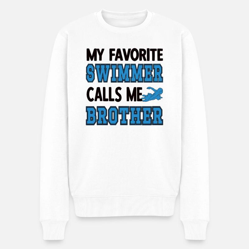 Fier frère nageur Frère d’un nageur - Pull Premium bio Homme - blanc