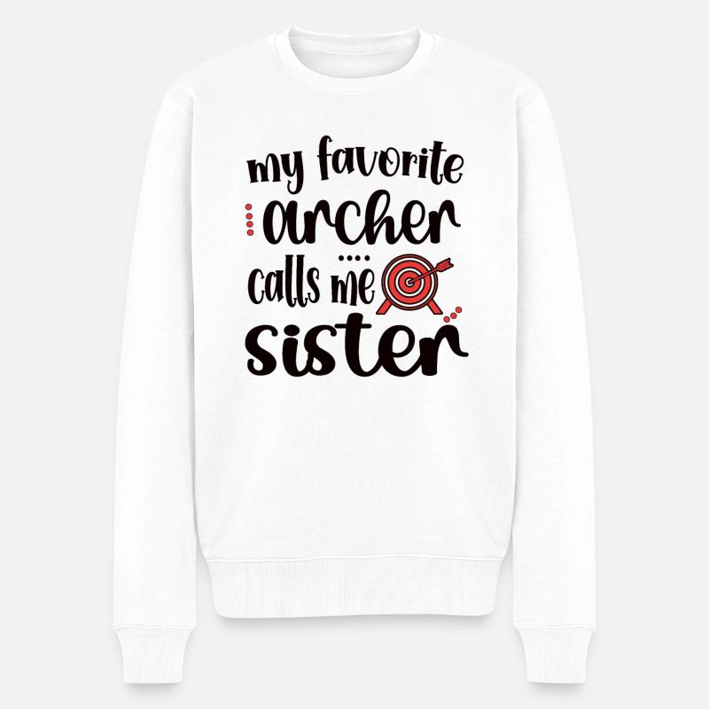 Bogenschießen-Schwester Bogenschützen Schwester - Männer Premium Bio Pullover - Weiß