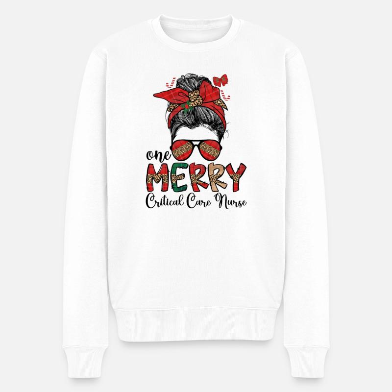 Critical Care Nurse Christmas Critical Care Xmas - Männer Premium Bio Pullover - Weiß