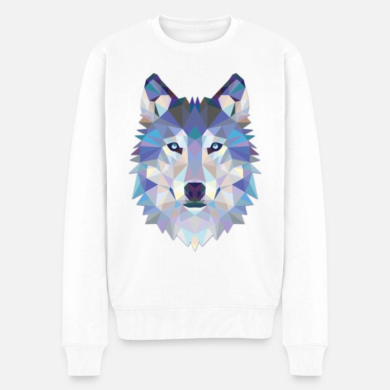 Loup Origami - Pull Premium bio Homme - blanc