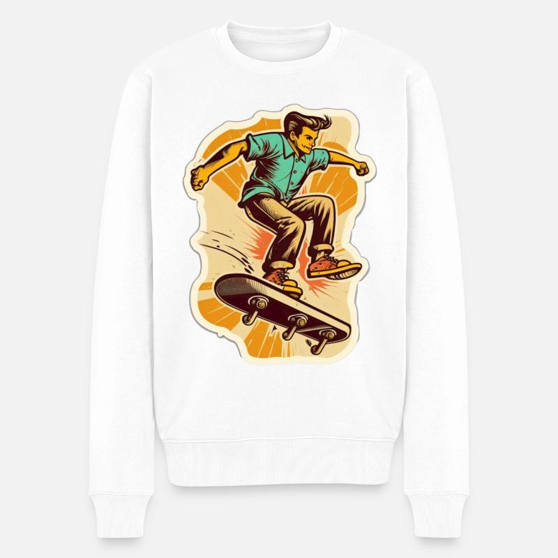 Skater Boy - Männer Premium Bio Pullover - Weiß