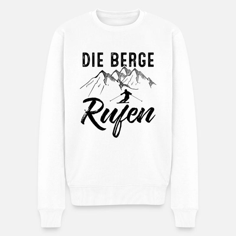 Die Berge Rufen - - Männer Premium Bio Pullover - Weiß