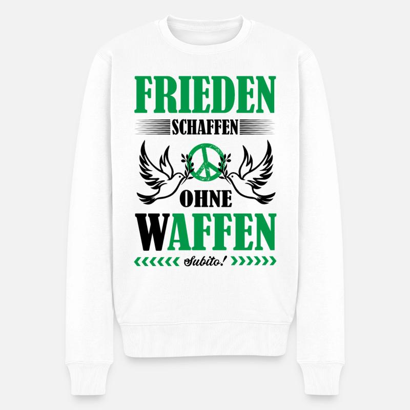 Frieden schaffen - Männer Premium Bio Pullover - Weiß