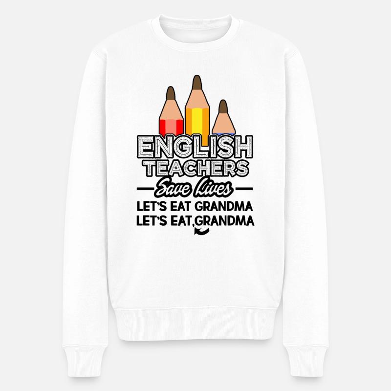 Englischlehrer retten Leben - Männer Premium Bio Pullover - Weiß