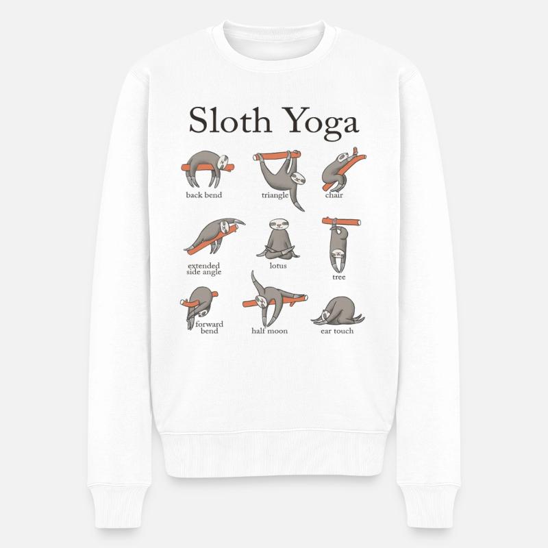 Faultier Yoga - Männer Premium Bio Pullover - Weiß