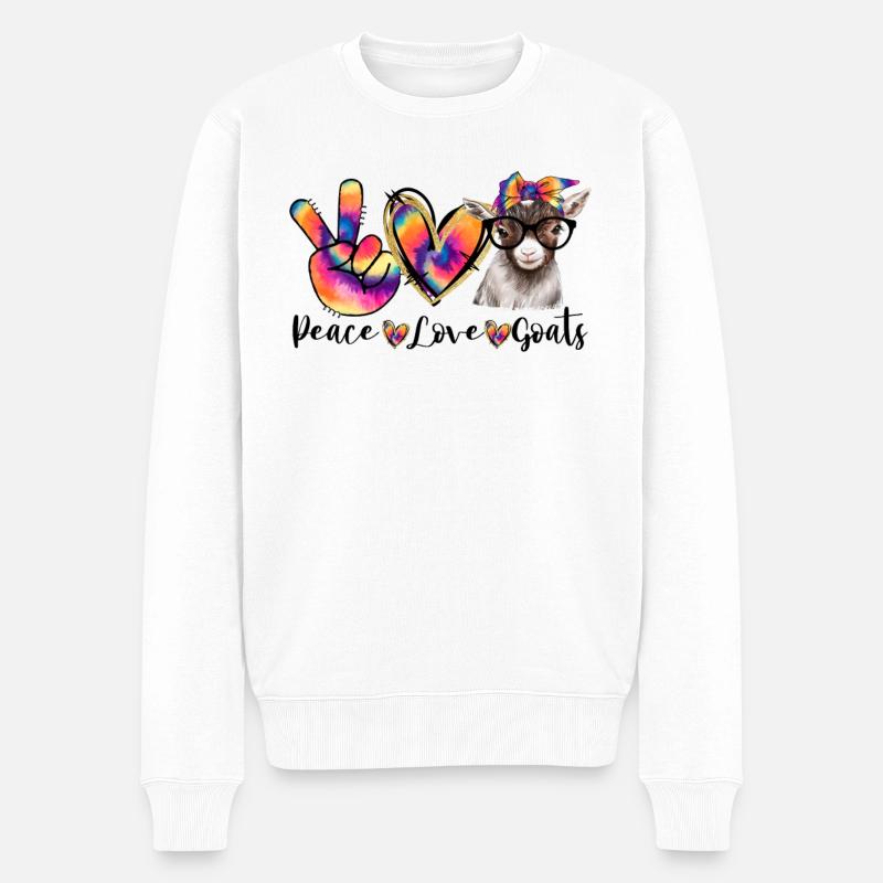 Frieden Liebe Ziegen - Männer Premium Bio Pullover - Weiß