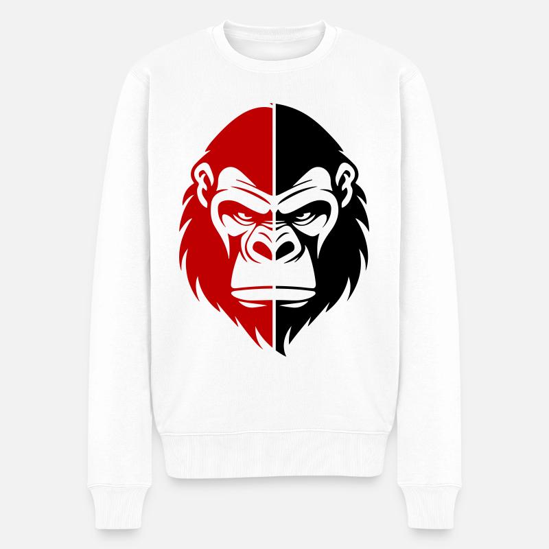 Gorilla Kopf - Männer Premium Bio Pullover - Weiß