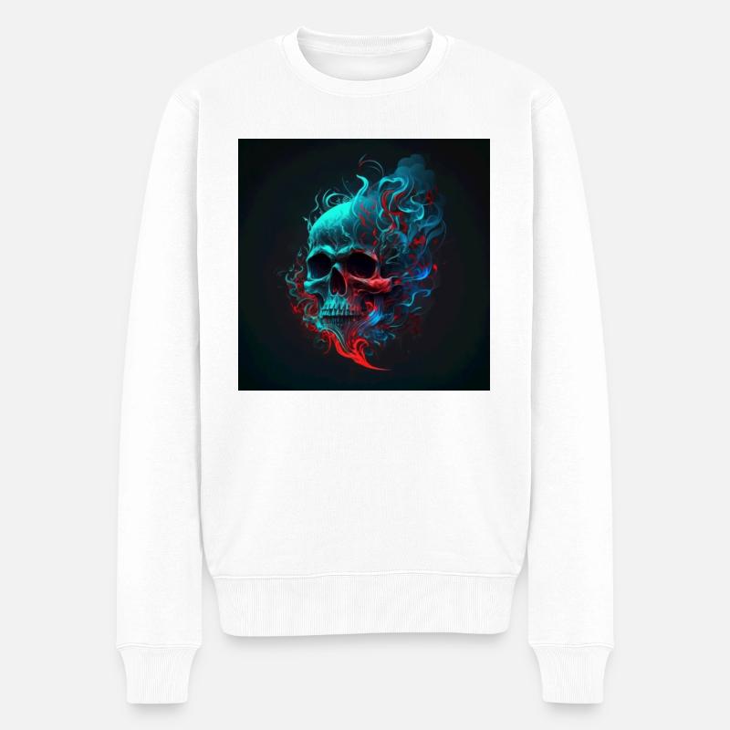 Rauchender Schädel - Männer Premium Bio Pullover - Weiß