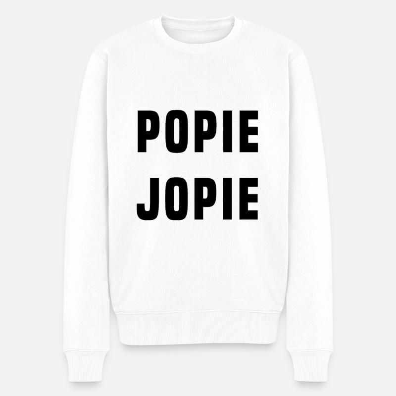 POPIE JOPIE (Lustiger Text) - Männer Premium Bio Pullover - Weiß