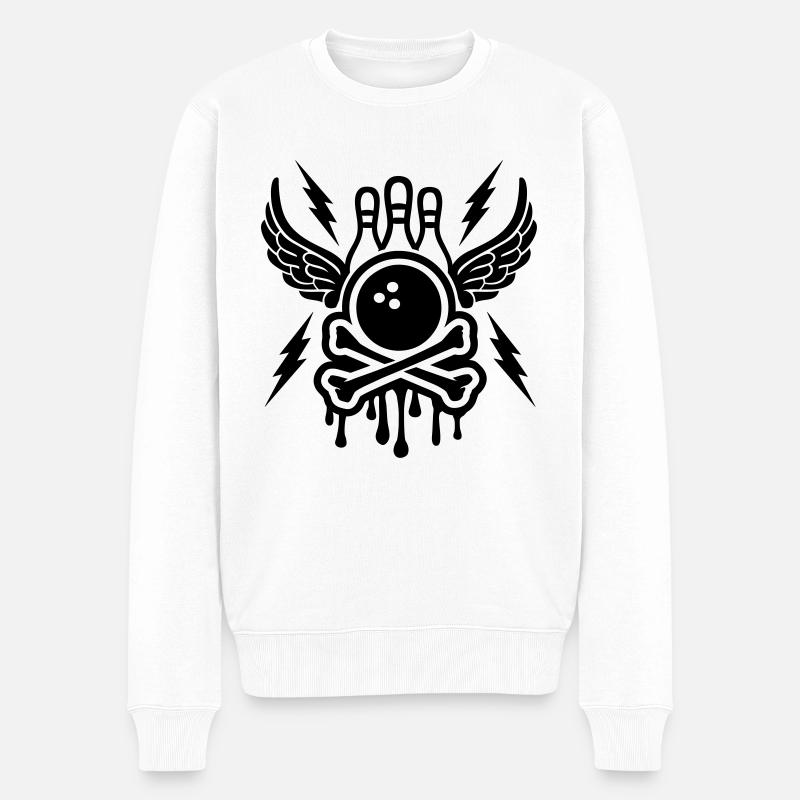 Bowling Bones - Männer Premium Bio Pullover - Weiß