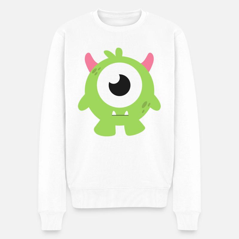 grünes monster - Männer Premium Bio Pullover - Weiß