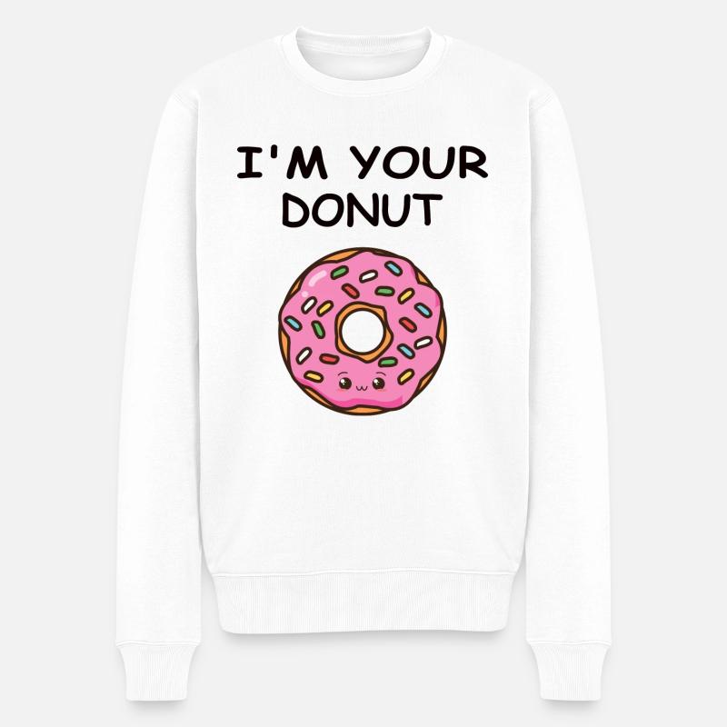 i am your donut - lustige Sprüche, Partnermotiv - Männer Premium Bio Pullover - Weiß