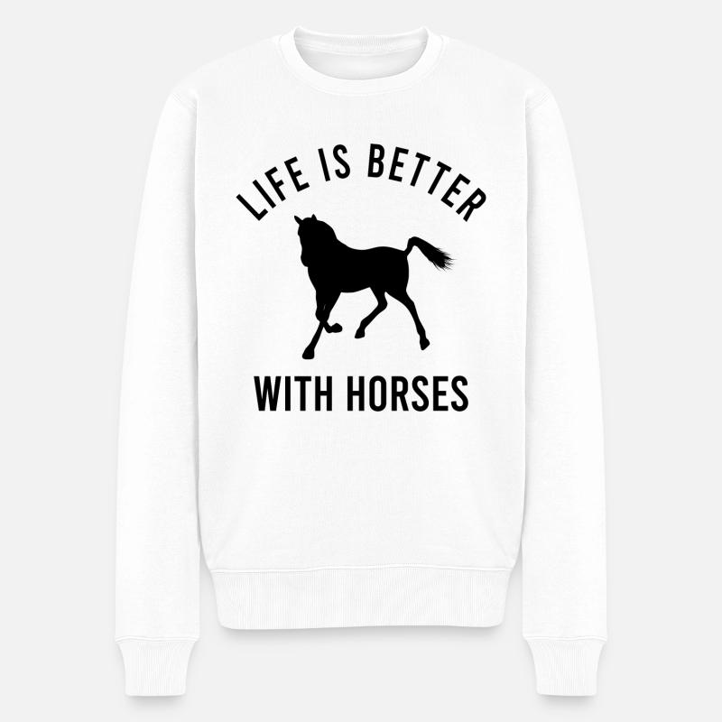 Cooles Pferde reiten Geschenkidee - Männer Premium Bio Pullover - Weiß