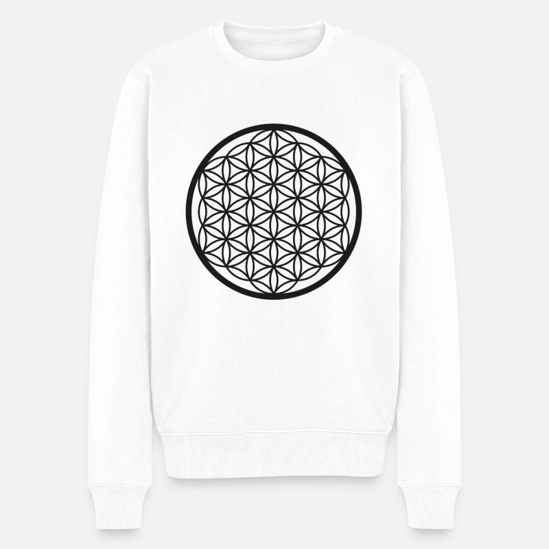 Lebensblume - Männer Premium Bio Pullover - Weiß